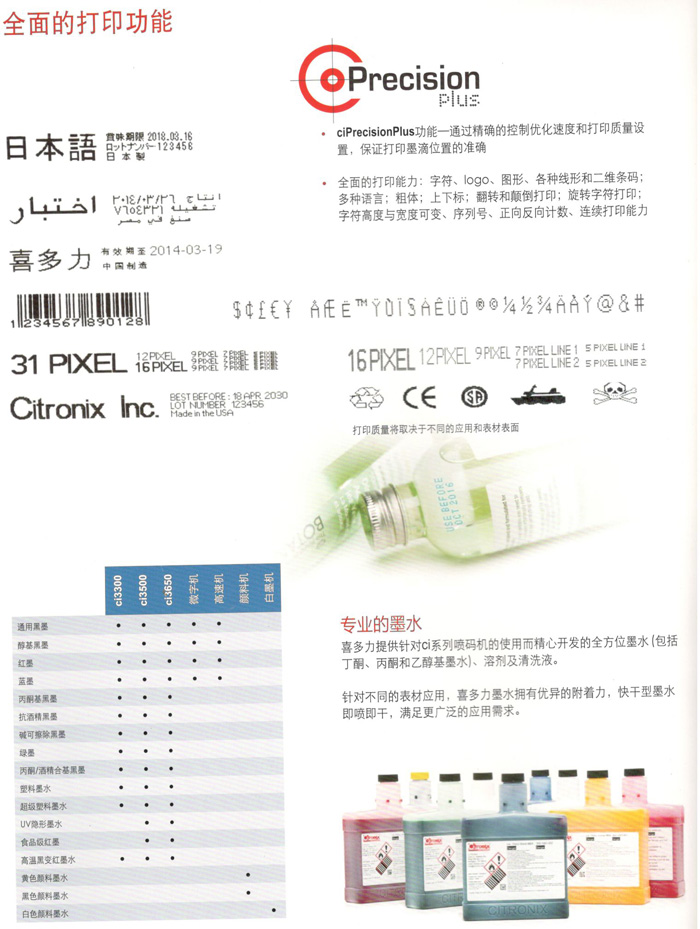 喜多力系列噴碼機(jī)全面的打印功能